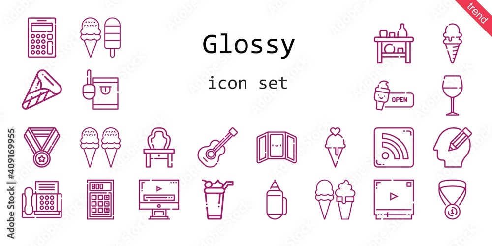 glossy icon set. line icon style. glossy related icons such as wine glass, calculator, video player, mirror, candy, pencil, rss feed, shelf, guitar, dressing table, ice cream, medal, fax, glossy icon set. line icon style. glossy related icons such as wine glass, calculator, video player, mirror, candy, pencil, rss feed, shelf, guitar, dressing table, ice cream, medal, fax,