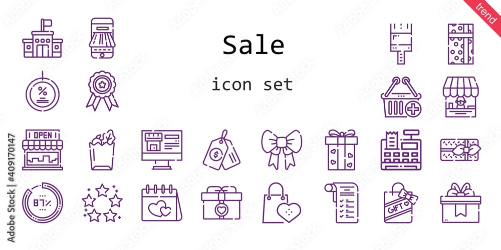 sale icon set. line icon style. sale related icons such as gift, payment method, shop, paint brush, cash register, real estate, ribbon, discount, e commerce, best, store, badge, shopping list sale icon set. line icon style. sale related icons such as gift, payment method, shop, paint brush, cash register, real estate, ribbon, discount, e commerce, best, store, badge, shopping list