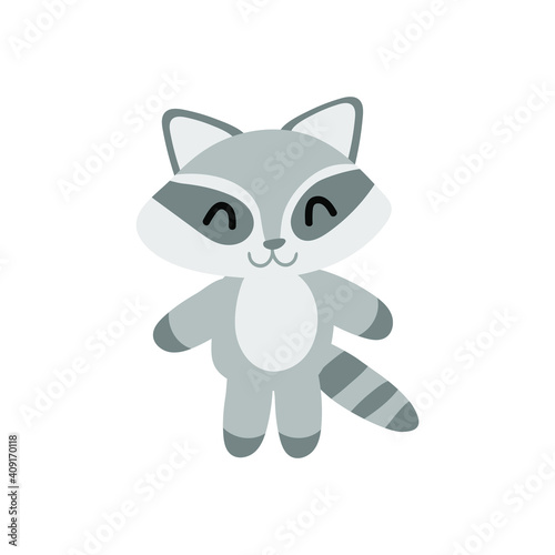 racoon kid on the white background