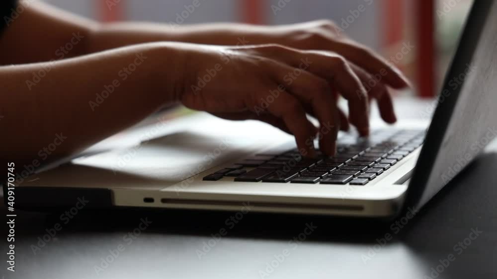 Female hands of business woman professional user worker using typing on laptop notebook keyboard sit at home office desk working online with pc software apps technology concept, close up side view Female hands of business woman professional user worker using typing on laptop notebook keyboard sit at home office desk working online with pc software apps technology concept, close up side view