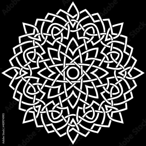 White mandala on black Pattern Stencil Doodles Sketch
