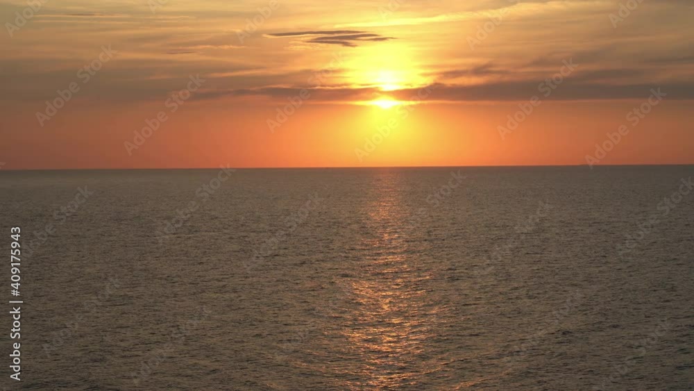 sunset over the baltic ocean seen from Rügen, Germany