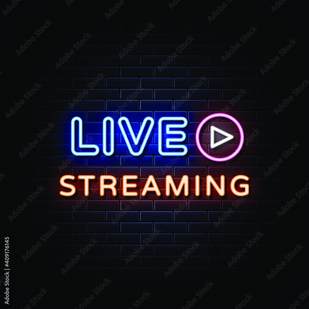Live Streaming Neon Signs Style Text Vector Live Streaming Neon Signs Style Text Vector