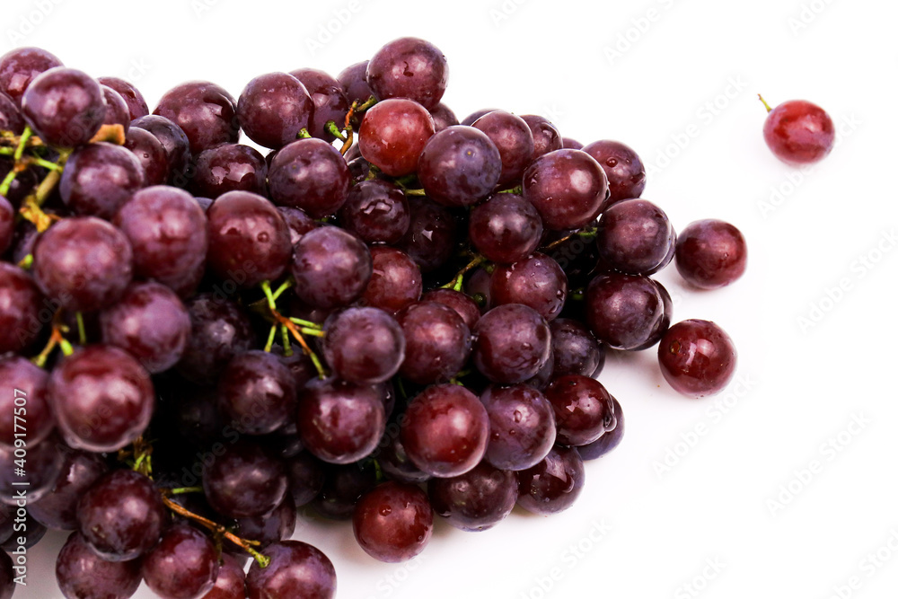 Fresh Organic Grapes on white background