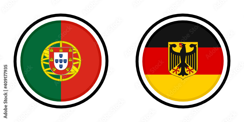 round icon with portugal and germany flags round icon with portugal and germany flags
