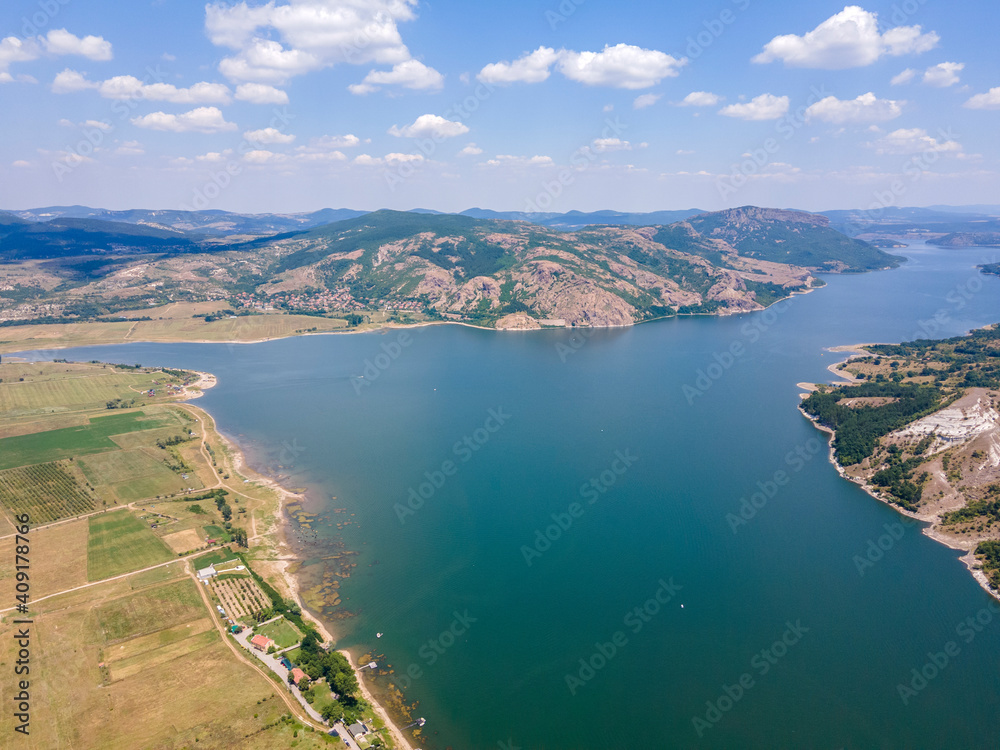 Aerial view of Studen Kladenets Reservoir, Bulgaria