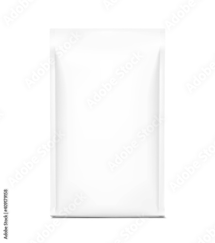 Seal bag package mockup. Front view. Vector illustration isolated on white background. Best solution for presentation your brand, design, promo and etc. EPS10.	