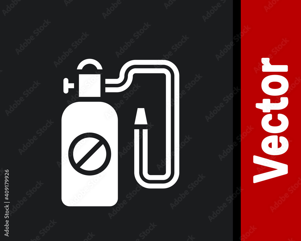 White Pressure sprayer for extermination of insects icon isolated on black background. Pest control service. Disinfectant sprayer. Vector. White Pressure sprayer for extermination of insects icon isolated on black background. Pest control service. Disinfectant sprayer. Vector.
