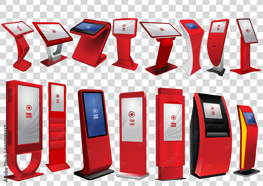 Set of Promotional Interactive Information Kiosks, Advertising Displays ...