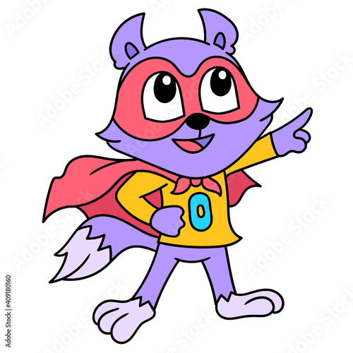 superhero weasel posing cool kids hero, doodle icon image kawaii