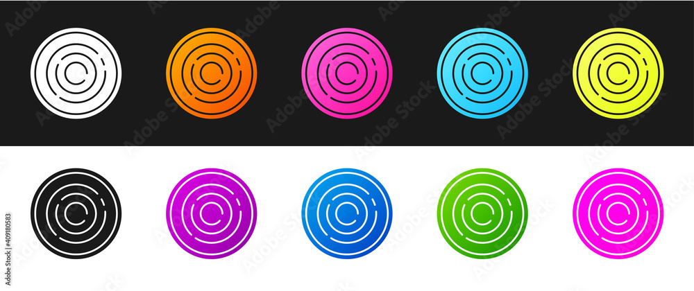 Set Checker game chips icon isolated on black and white background. Vector. Set Checker game chips icon isolated on black and white background. Vector.
