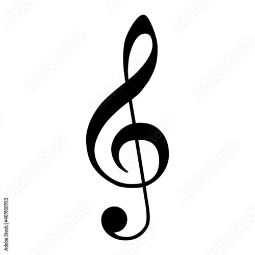 Vector high quality icon illustration of Treble clef black symbol isolated on white background