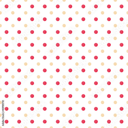 Seamless pattern of watercolor polka dots on a white background. Repeat polka dot. Use for weddings, invitations, birthdays