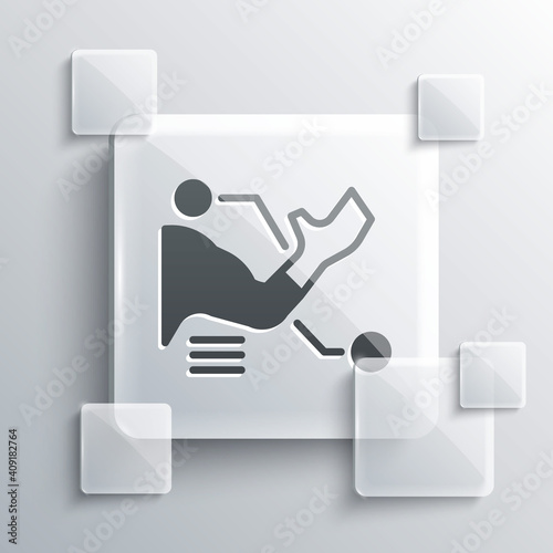 Grey Prosthesis hand icon isolated on grey background. Futuristic concept of bionic arm, robotic mechanical hand. Square glass panels. Vector.