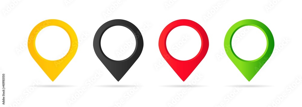 Map pointer icon set. Geo pin, location icon or geolocation, gps, on isolated white background. EPS 10 vector Map pointer icon set. Geo pin, location icon or geolocation, gps, on isolated white background. EPS 10 vector