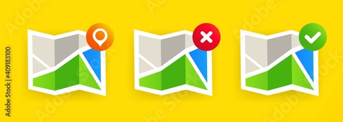 City navigation map icon set. Vector on isolated black background. EPS 10