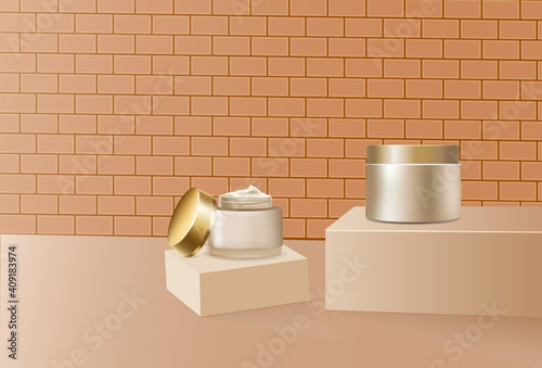 Cosmetics product advertising presentation podium photo