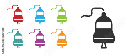 Black Ship bell icon isolated on white background. Set icons colorful. Vector.