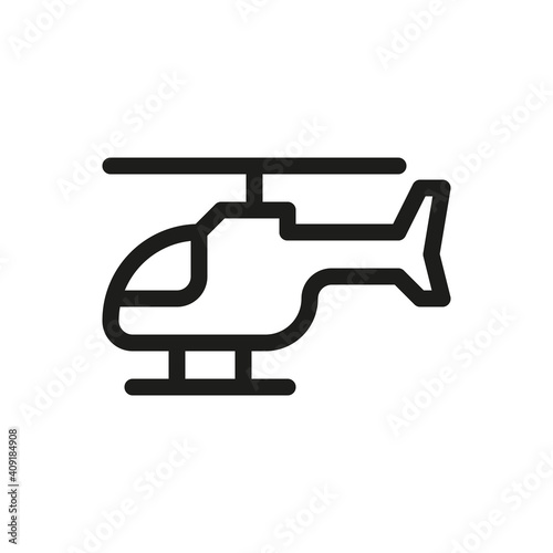 Helicopter isolated icon  chopper helicopter toy linear icon  heli copter outline vector icon with editable stroke