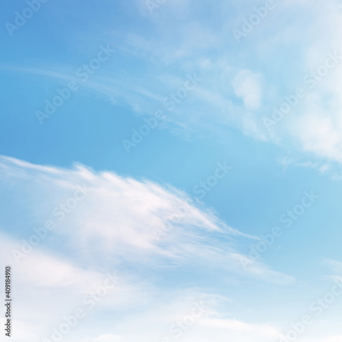 Blue sky with white cloud. The summer heaven is colorful clearing day Good weather and beautiful nature in the morning.