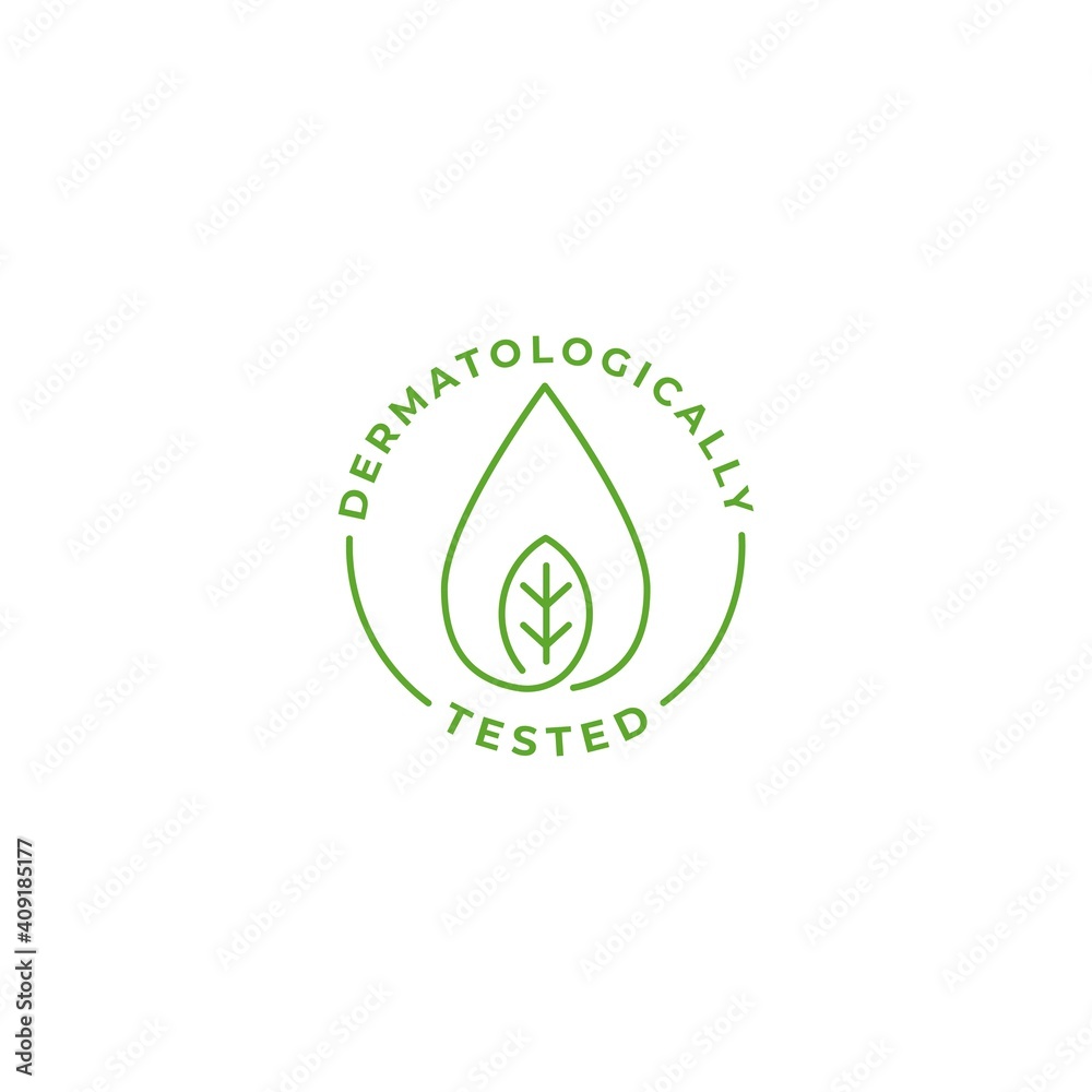 Dermatology tested label. Vector icon template
