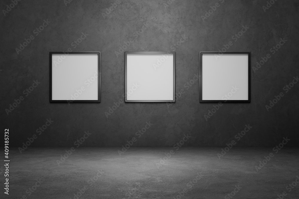 Blank billboard on a concrete wall. 3 d render. Blank billboard on a concrete wall. 3 d render.