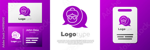 Logotype Grandmother icon isolated on white background. Logo design template element. Vector.