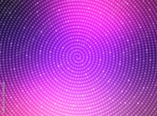 Purple shimmer dots swirl pattern. Festive empty background.