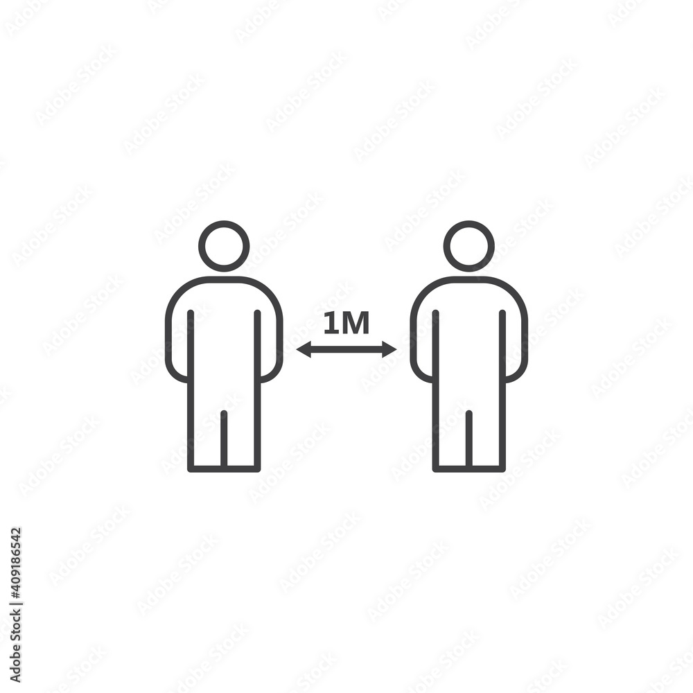 Social distancing sign. Vector icon template Social distancing sign. Vector icon template