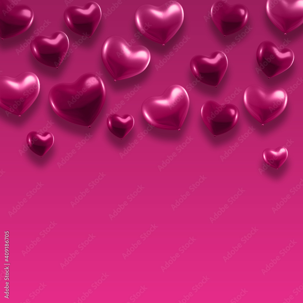 pink heart balloons isolated on pink background
