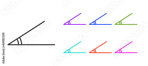 Black line Acute angle of 45 degrees icon isolated on white background. Set icons colorful. Vector Illustration.