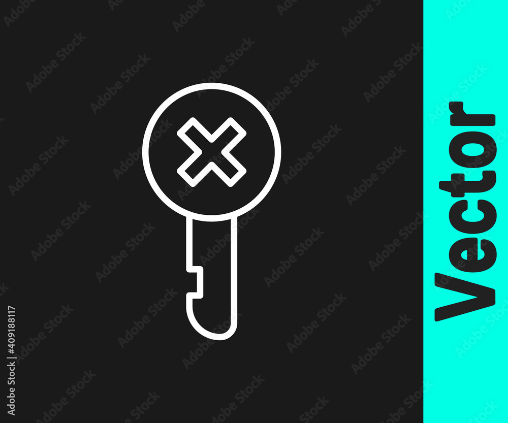White line Wrong key icon isolated on black background. Vector Illustration. White line Wrong key icon isolated on black background. Vector Illustration.