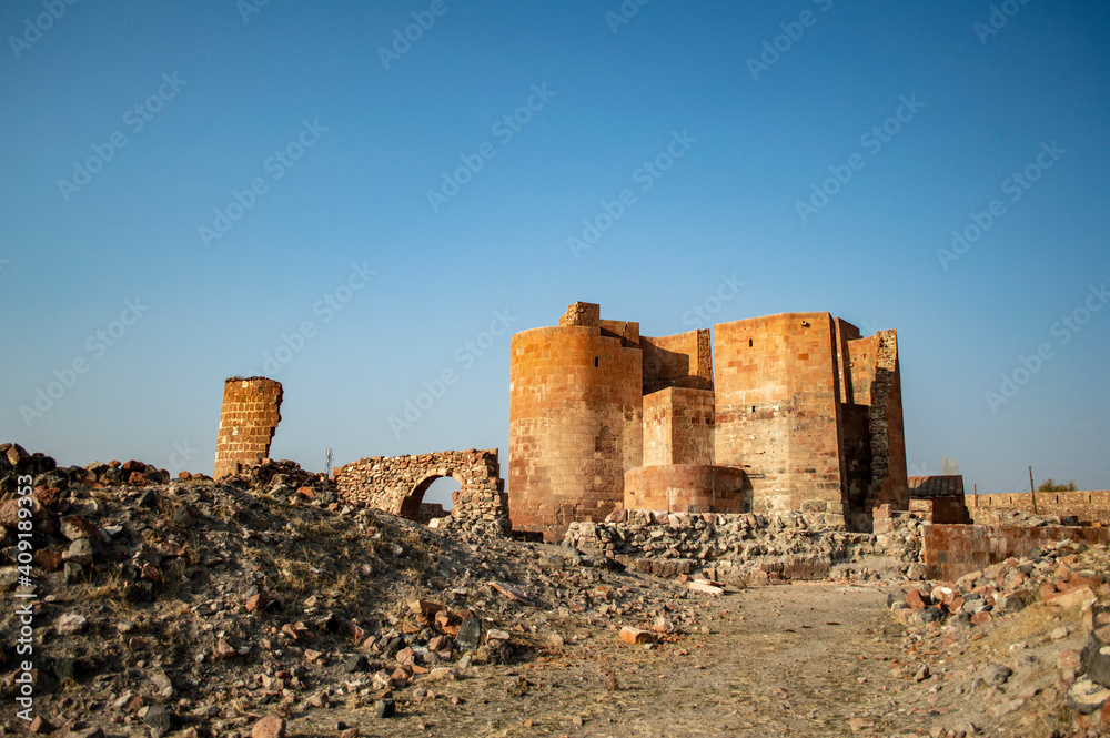 Dashtadem, Armenia - November 23, 2019: Archaeological site of Dashtadem fortress in Armenia Dashtadem, Armenia - November 23, 2019: Archaeological site of Dashtadem fortress in Armenia