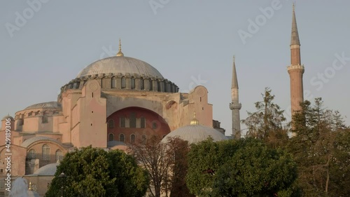 Hagia Sophia mosque dome in Istanbul on a clear evening photo