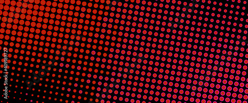 Red halftone pattern background.