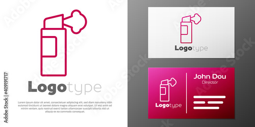 Logotype line Pepper spray icon isolated on white background. OC gas. Capsicum self defense aerosol. Logo design template element. Vector.