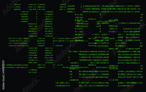 Texture composed by a sequence of zero and one number. Abstract futuristic cyberspace with binary code, matrix background with digits.