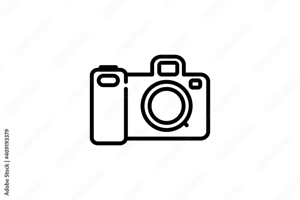 Camera icon. Vector linear sign, symbol, logo of photo camera for mobile concept and web design. Icon for the website of the store of household appliances, gadgets and electronics.