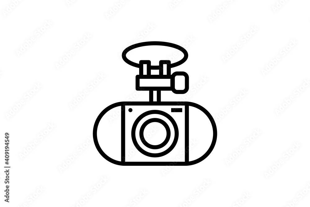 Obraz premium Digital video recorder icon. Vector linear sign, symbol, logo of car dvr for mobile concept and web design. Icon for the website of the store of household appliances, gadgets and electronics.