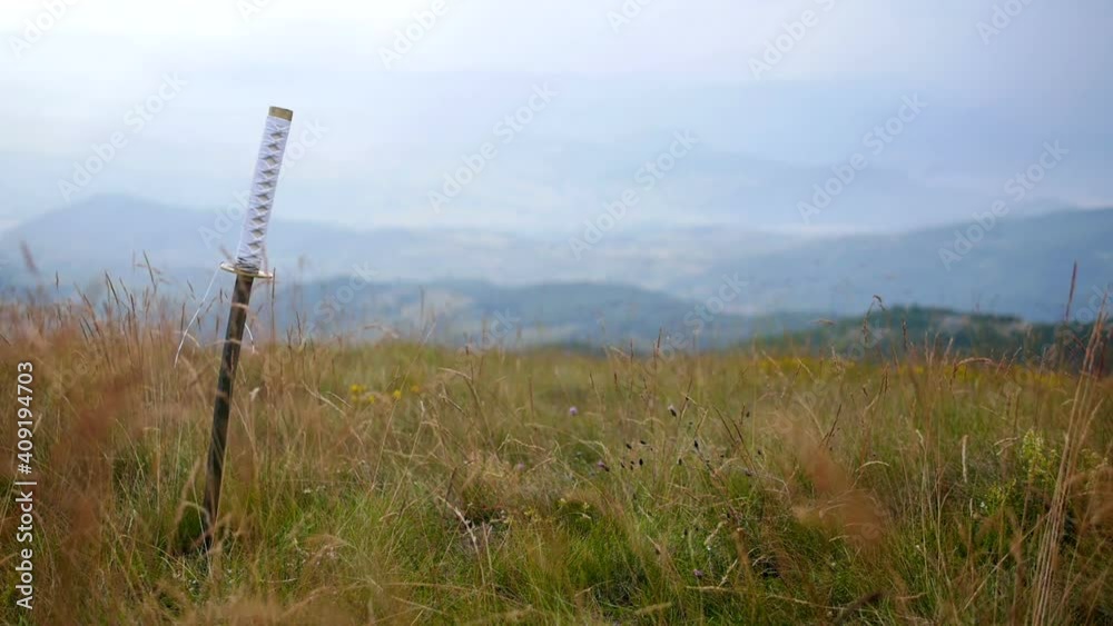 Sword stick in ground,peace concept Sword stick in ground,peace concept