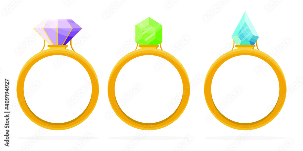 Illustration set of rings with precious stones on a white background.
EPS 10. Illustration set of rings with precious stones on a white background.
EPS 10.