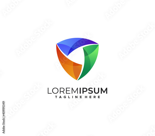 colorful shield gradient logo design premium vector