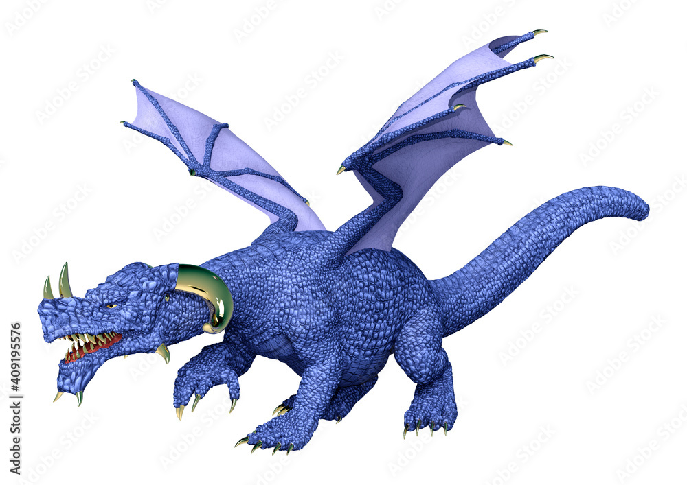 Fototapeta premium 3D Rendering Fairy Tale Dragon on White