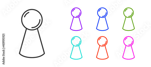 Black line Chip for board game icon isolated on white background. Set icons colorful. Vector.