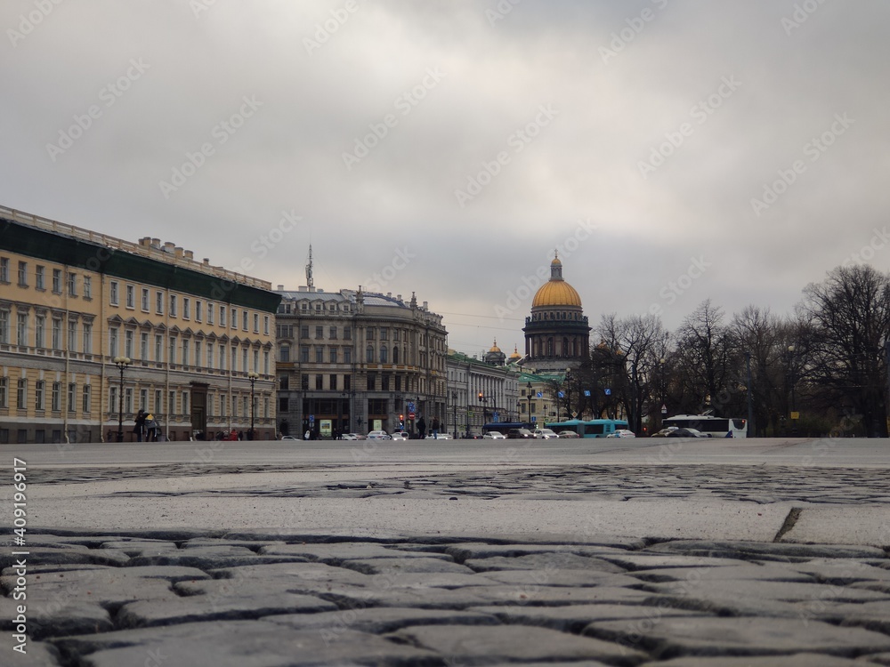 view of St. Isaac's Cathedral from the Palace square