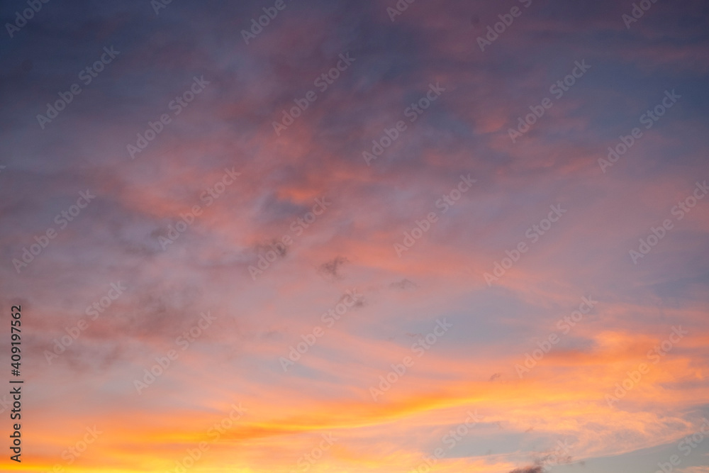 Beautiful sky with colorful nature clouds 
