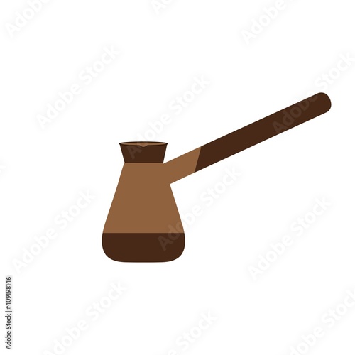 Cezve. A bowl with a handle for making coffee on the stove.Turkish pots of coffee.Vector illustration isolated on white background