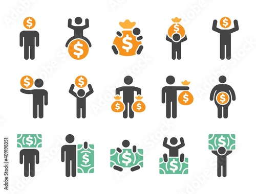 money man icon set,vector and illustration