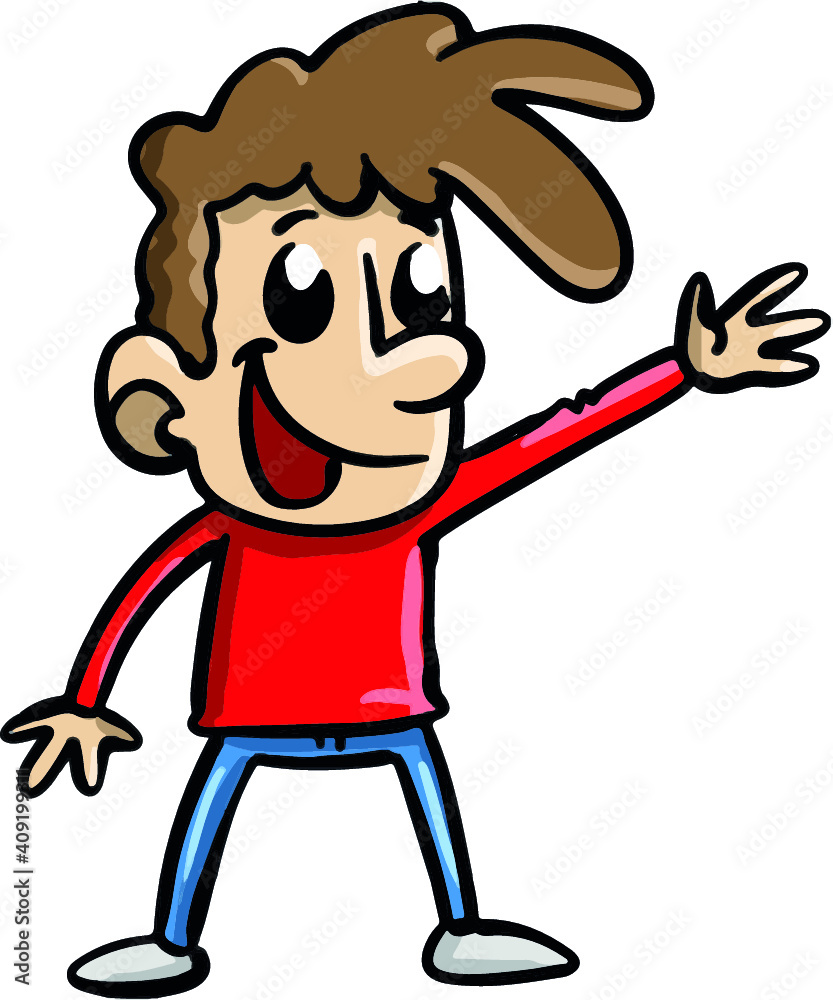 Junge präsentiert Illustration Junge präsentiert Illustration