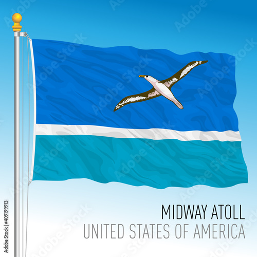 Midway atoll islands territory flag, United States, vector illustration photo